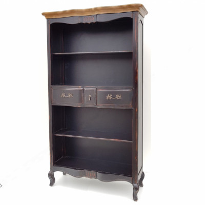 Стеллаж книжный из массива березы черного цвета с состаренным эффектом Vintage