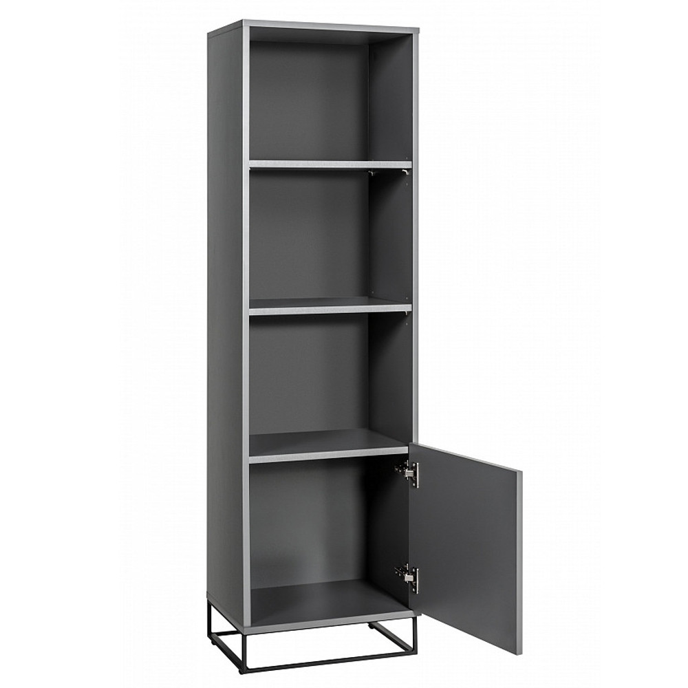 Стеллаж книжный цвета графит с 3-мя открытыми полками и дверкой Strict Lines