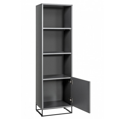 Стеллаж книжный цвета графит с 3-мя открытыми полками и дверкой Strict Lines