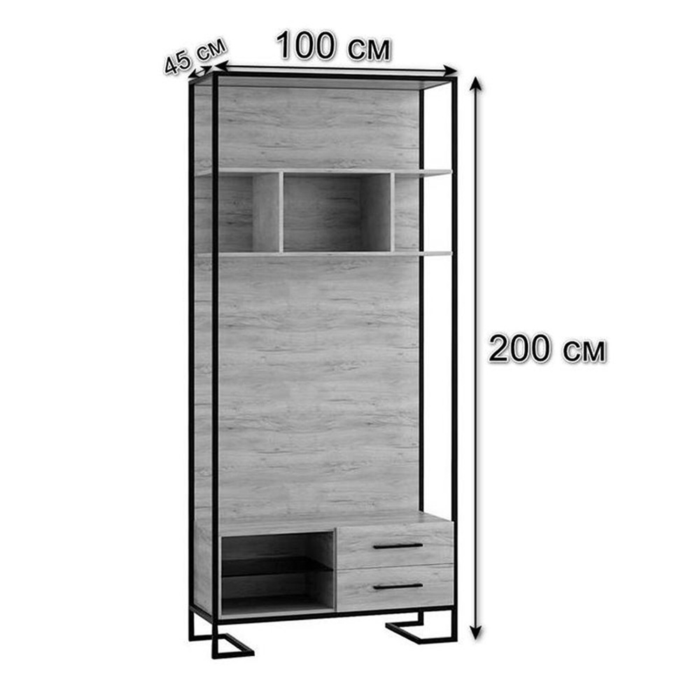 Стеллаж под TV в стиле лофт с открытыми полками и ящиками Urban Style Space