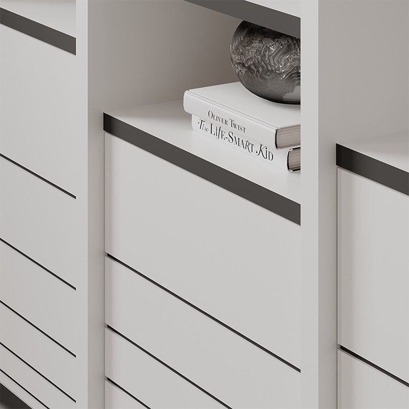 Стеллаж прямой ассиметричный с полками и 4-мя дверцами ARYA BOOKCASE WHITE