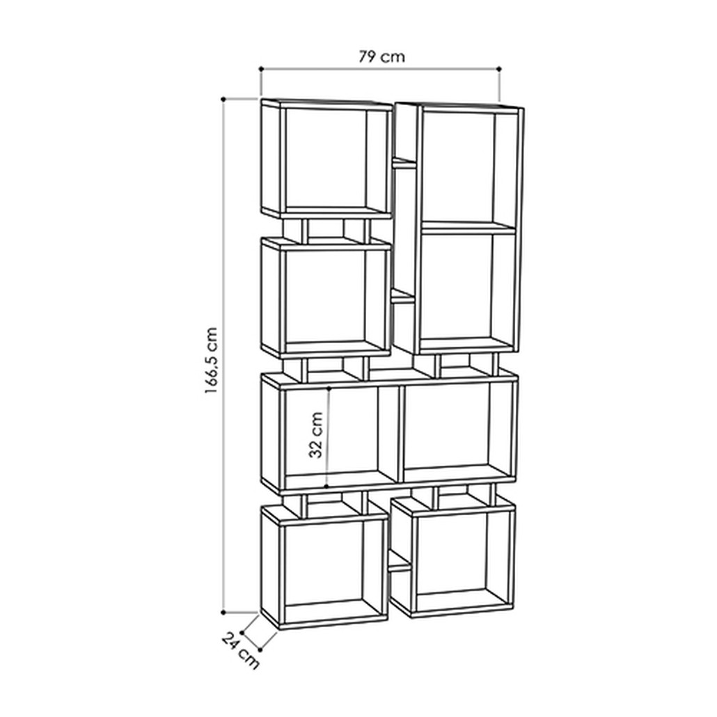 Стеллаж прямой бежево-серый с 8-ю открытыми полками RAIL BOOKCASE NO.1 LIGHT MOCHA