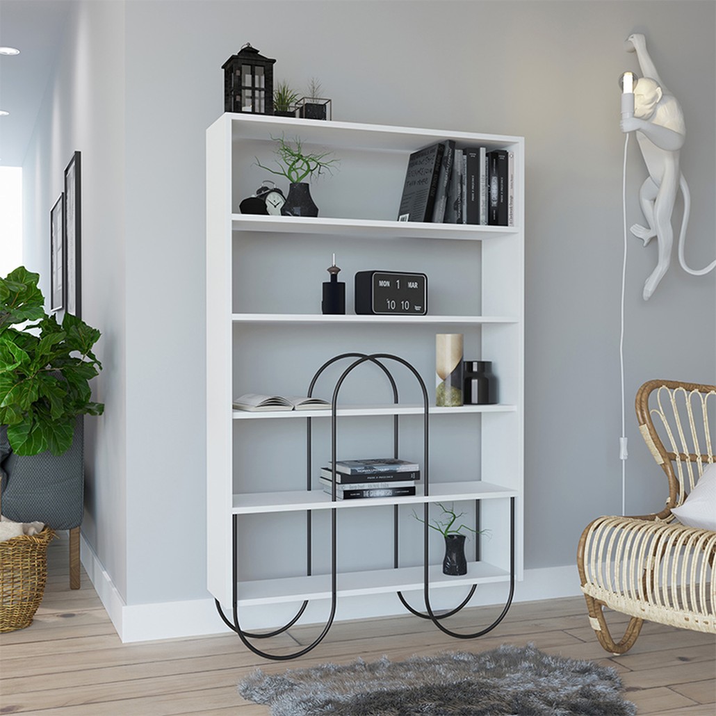 Стеллаж прямой белый с 5-ю открытыми полками NORFOLK BOOKCASE WHITE
