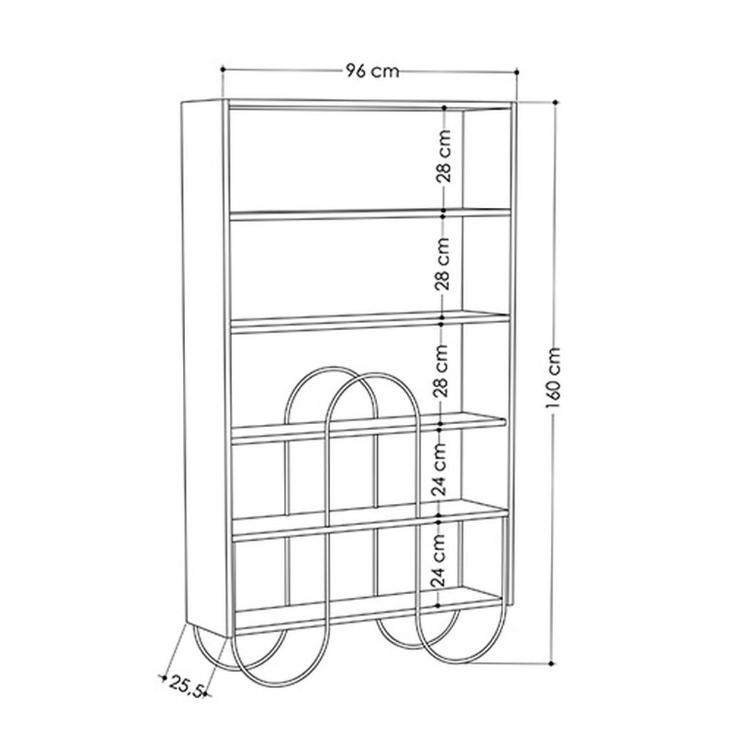 Стеллаж прямой белый с 5-ю открытыми полками NORFOLK BOOKCASE WHITE