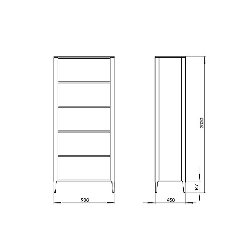 Стеллаж прямой молочного цвета с открытыми полками Type