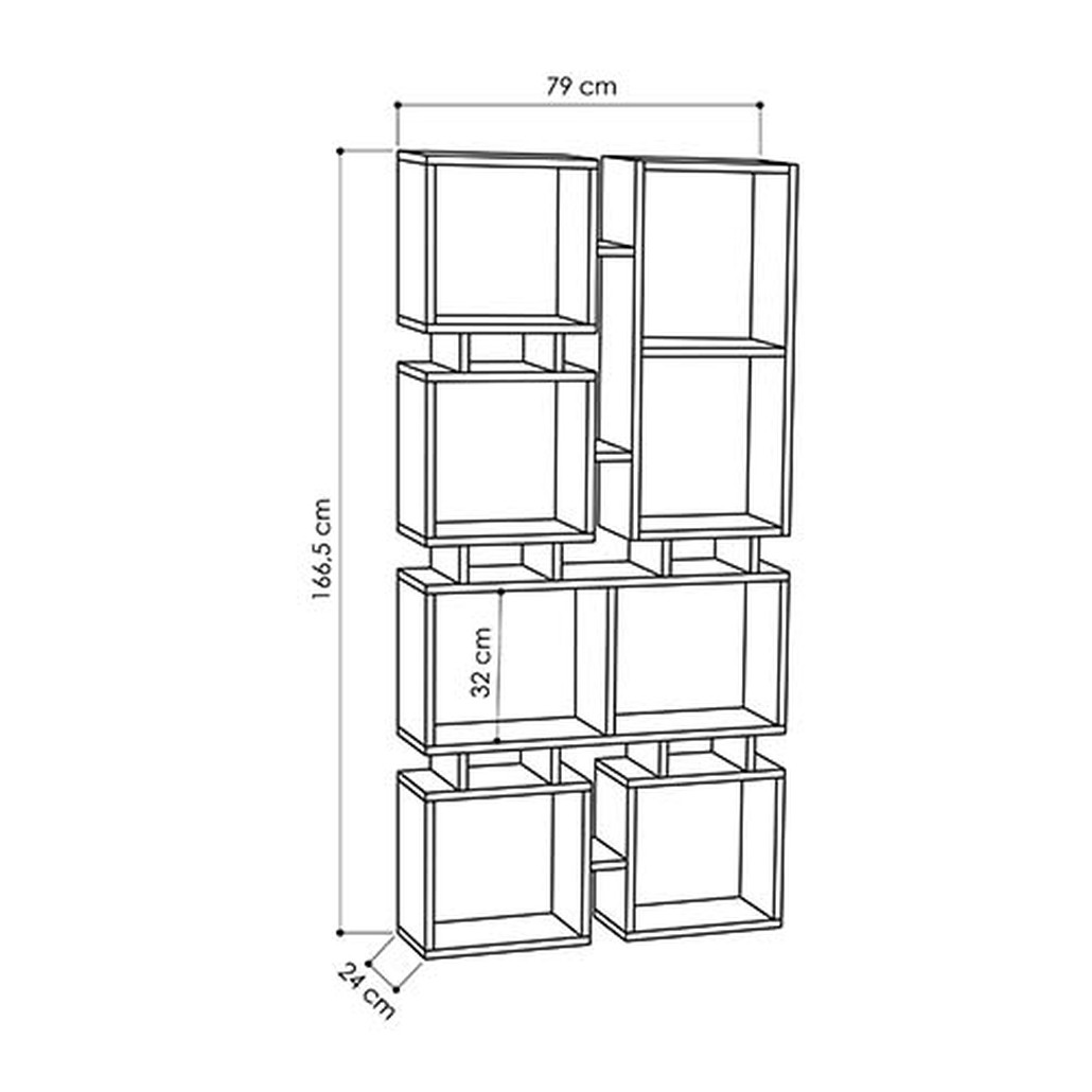Стеллаж прямой цвета древесины с 8-ю открытыми полками RAIL BOOKCASE NO.1 OAK