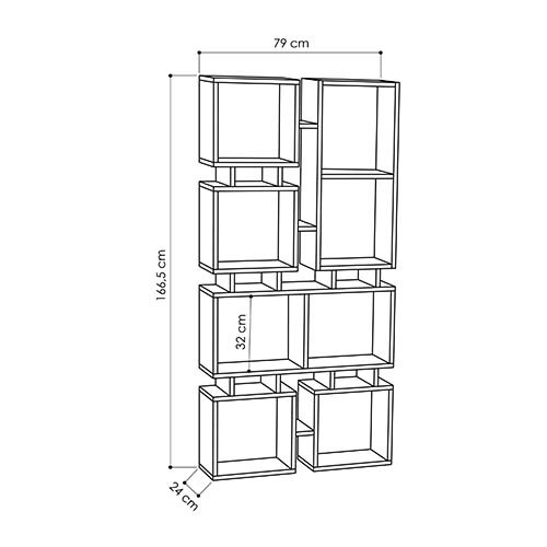 Стеллаж прямой цвета древесины с 8-ю открытыми полками RAIL BOOKCASE NO.1 OAK