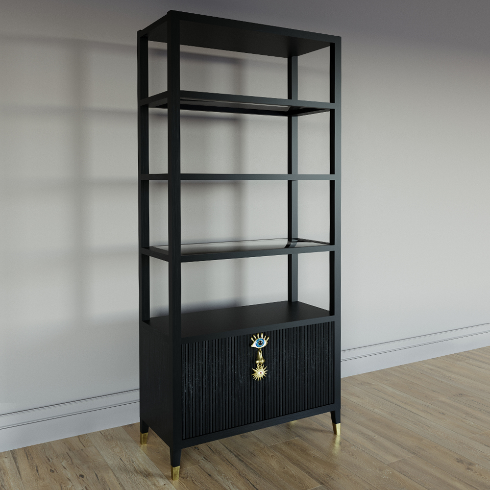 Стеллаж со стеклянными полками Elsa Dreams Black