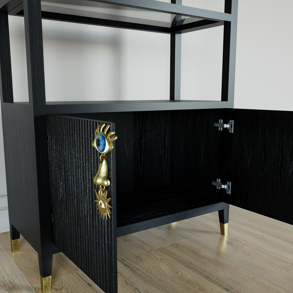 Стеллаж со стеклянными полками Elsa Dreams Black