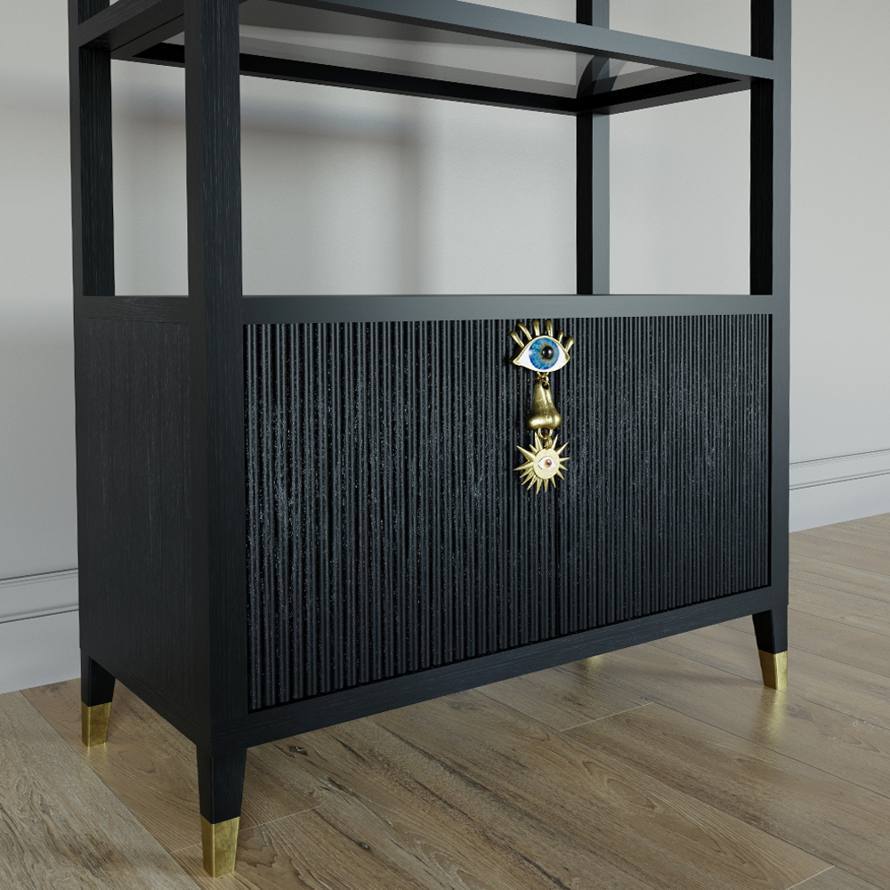 Стеллаж со стеклянными полками Elsa Dreams Black