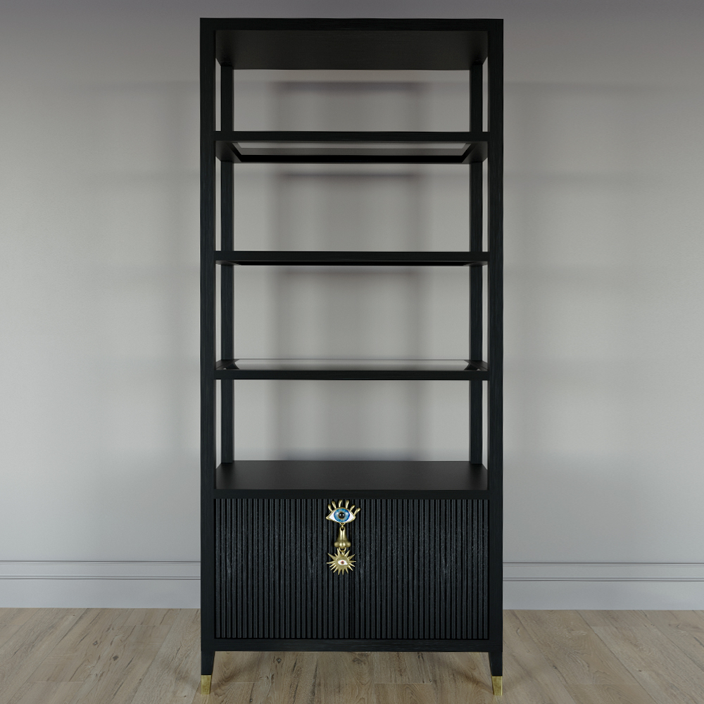Стеллаж со стеклянными полками Elsa Dreams Black