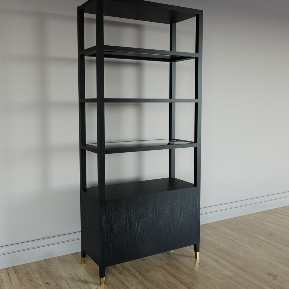 Стеллаж со стеклянными полками Elsa Dreams Black