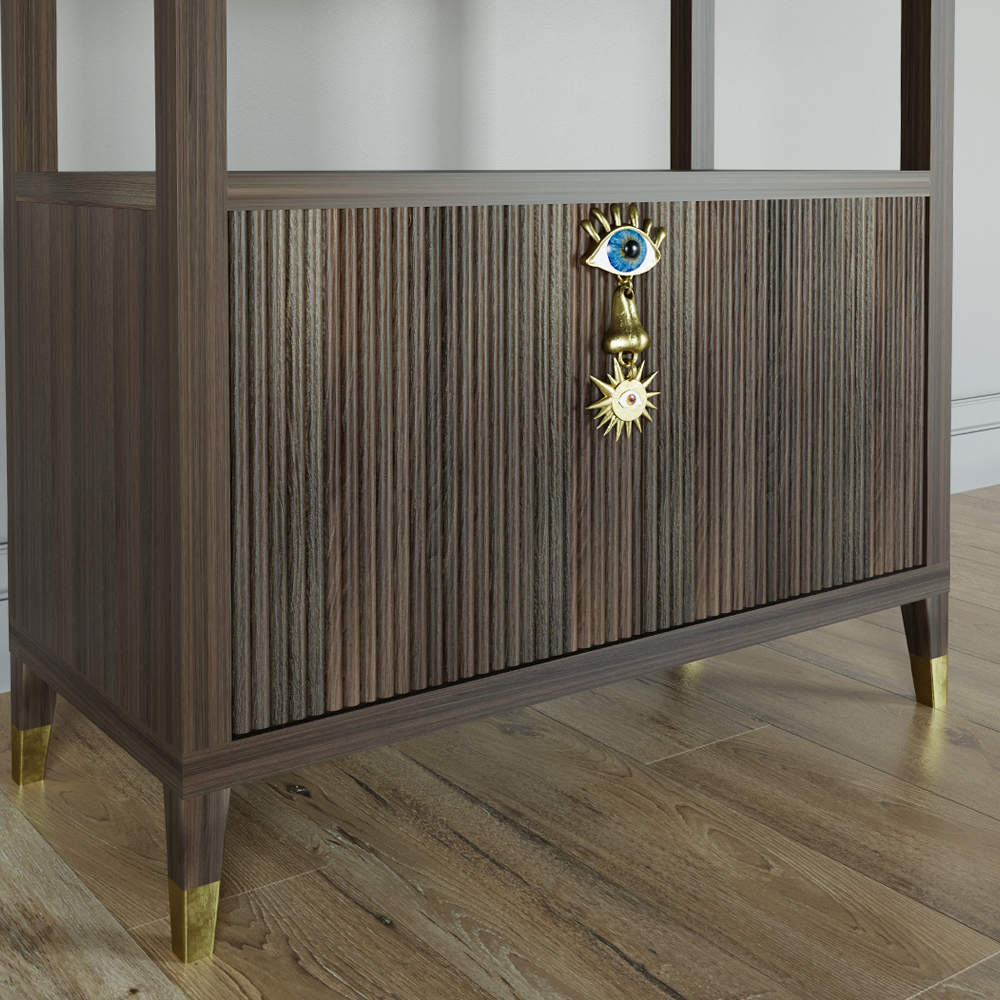 Стеллаж со стеклянными полками Elsa Dreams Walnut