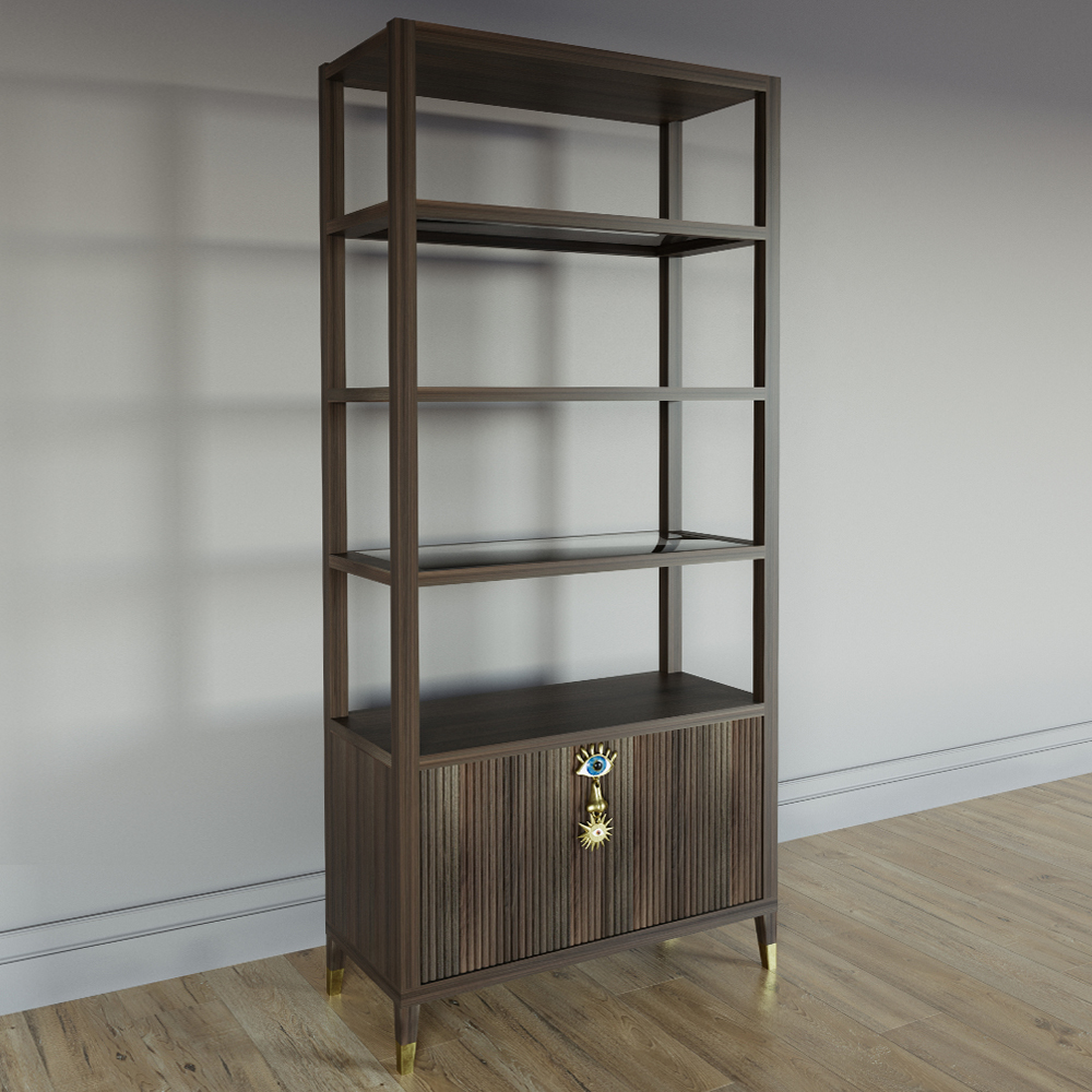 Стеллаж со стеклянными полками Elsa Dreams Walnut