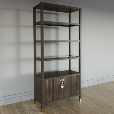 Стеллаж со стеклянными полками Elsa Dreams Walnut