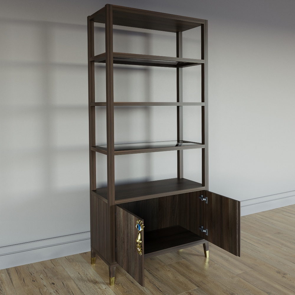 Стеллаж со стеклянными полками Elsa Dreams Walnut