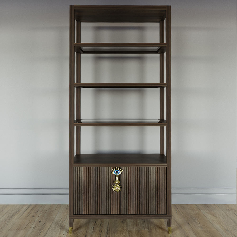 Стеллаж со стеклянными полками Elsa Dreams Walnut