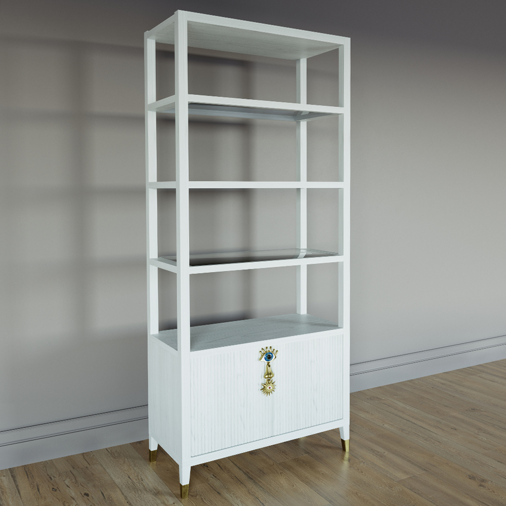 Стеллаж со стеклянными полками Elsa Dreams White