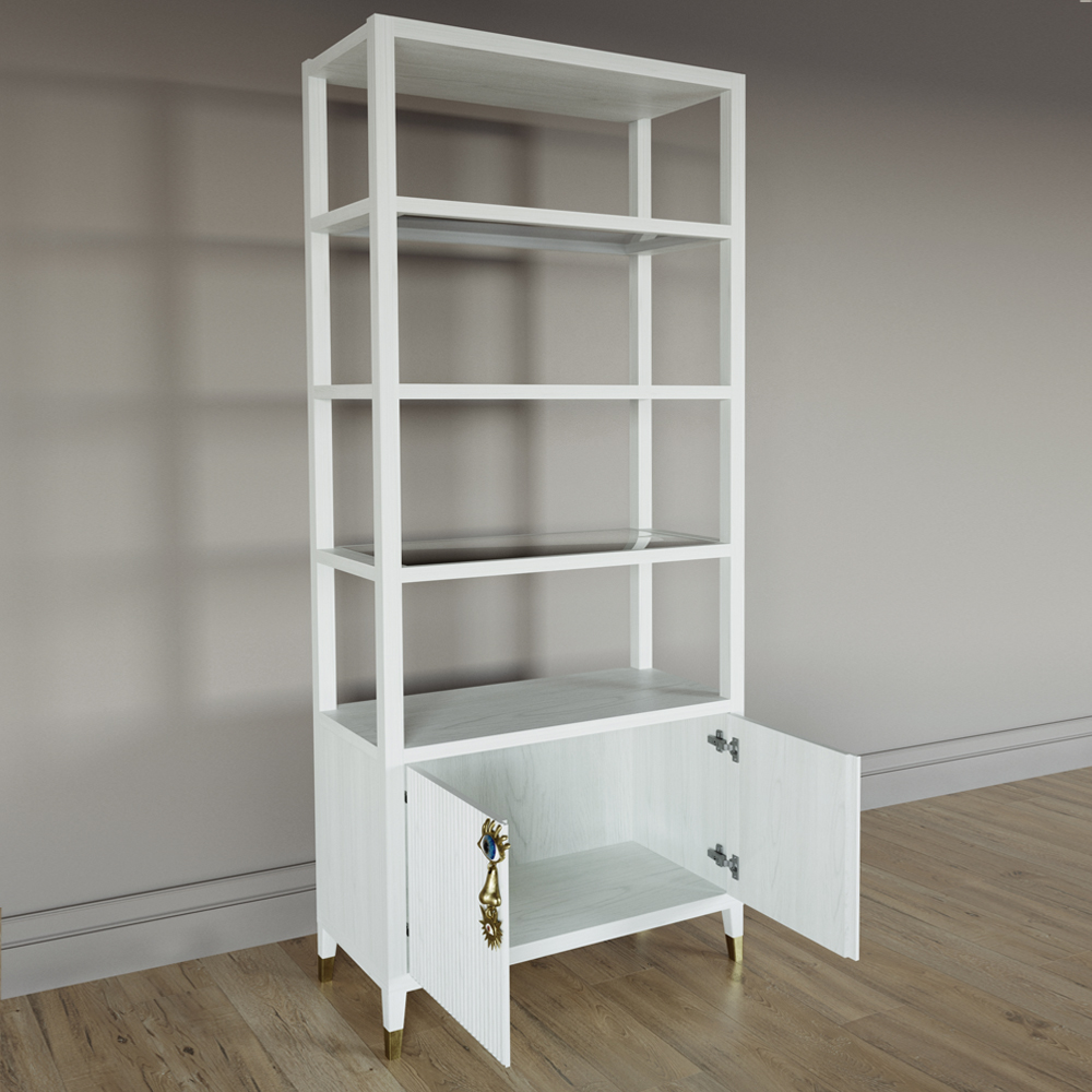 Стеллаж со стеклянными полками Elsa Dreams White