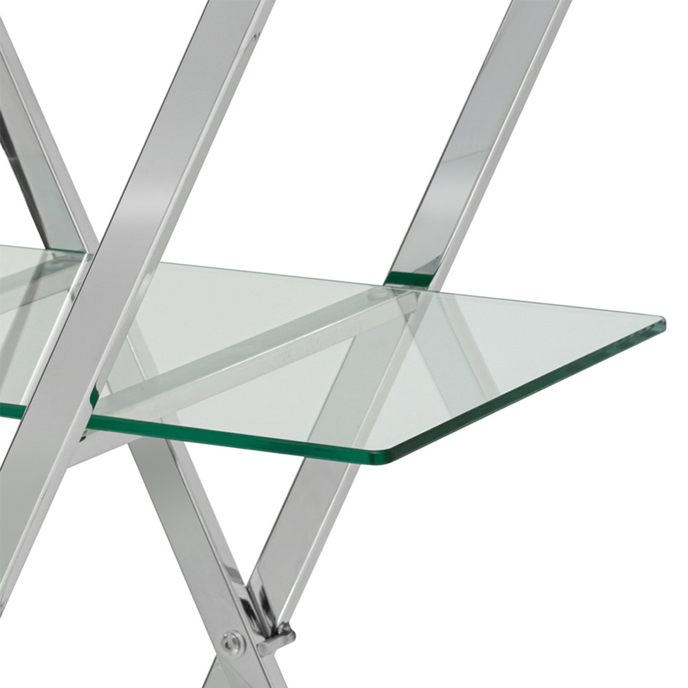 Стеллаж со стеклянными полками на стальном каркасе X-ray
