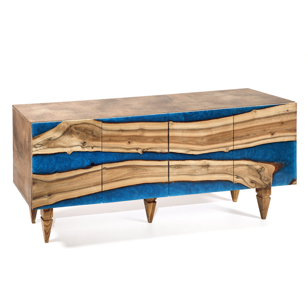 Стильный Буфет лофт 4 двери Cabinet Crimson River фасад эпоксидная смола