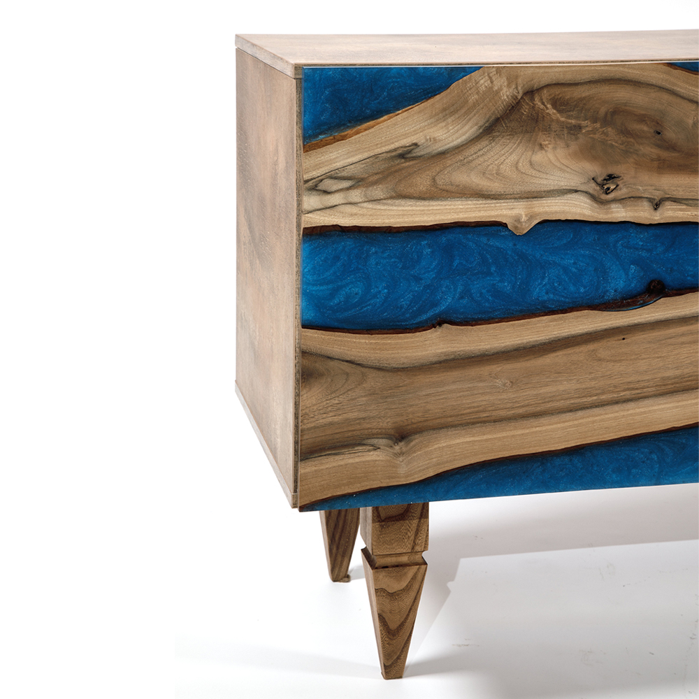 Стильный Буфет лофт 4 двери Cabinet Crimson River фасад эпоксидная смола