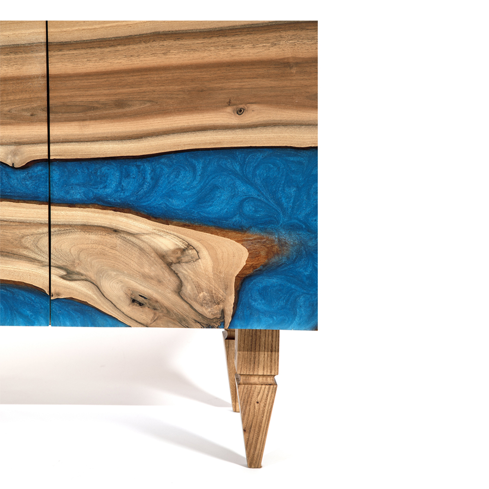 Стильный Буфет лофт 4 двери Cabinet Crimson River фасад эпоксидная смола