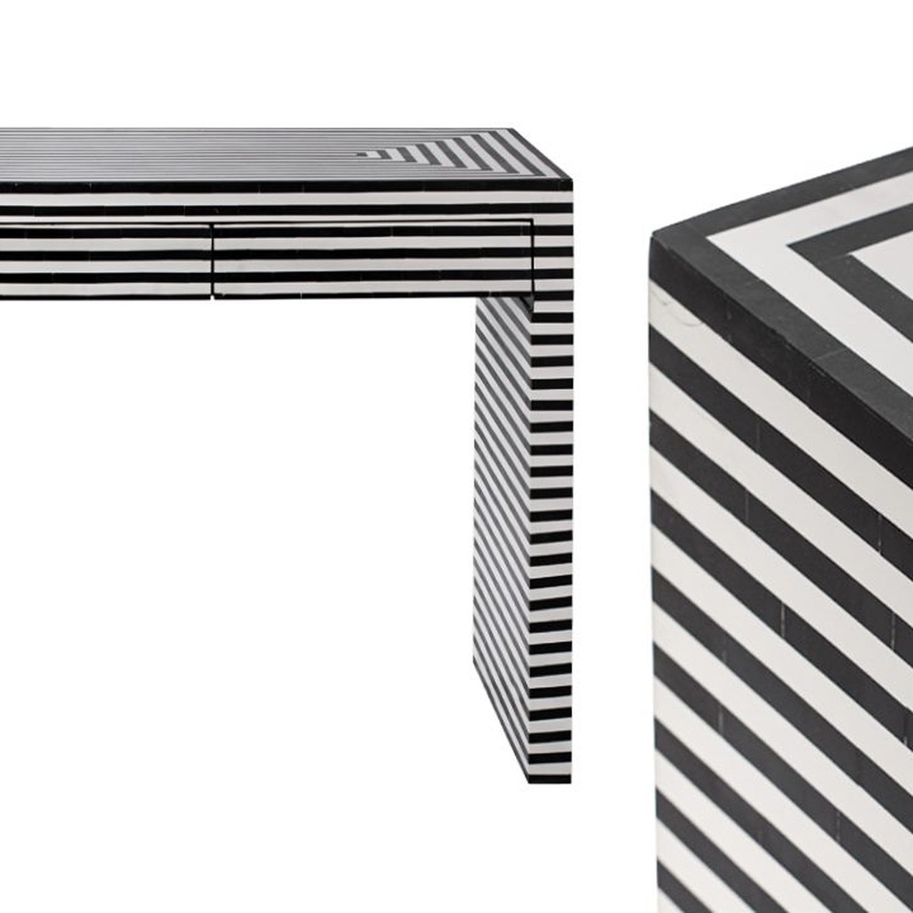 Стол Black&white Indian Bone Inlay table
