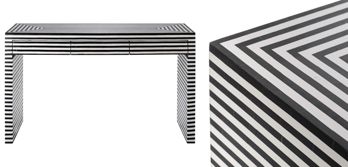 Стол Black&white Indian Bone Inlay table