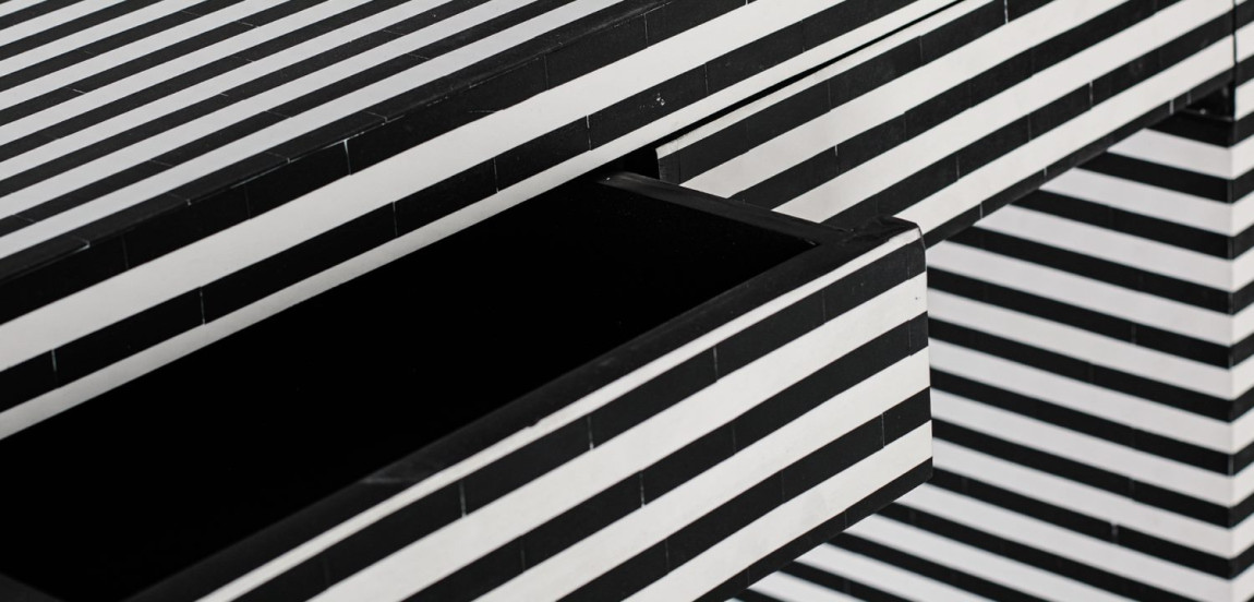 Стол Black&white Indian Bone Inlay table