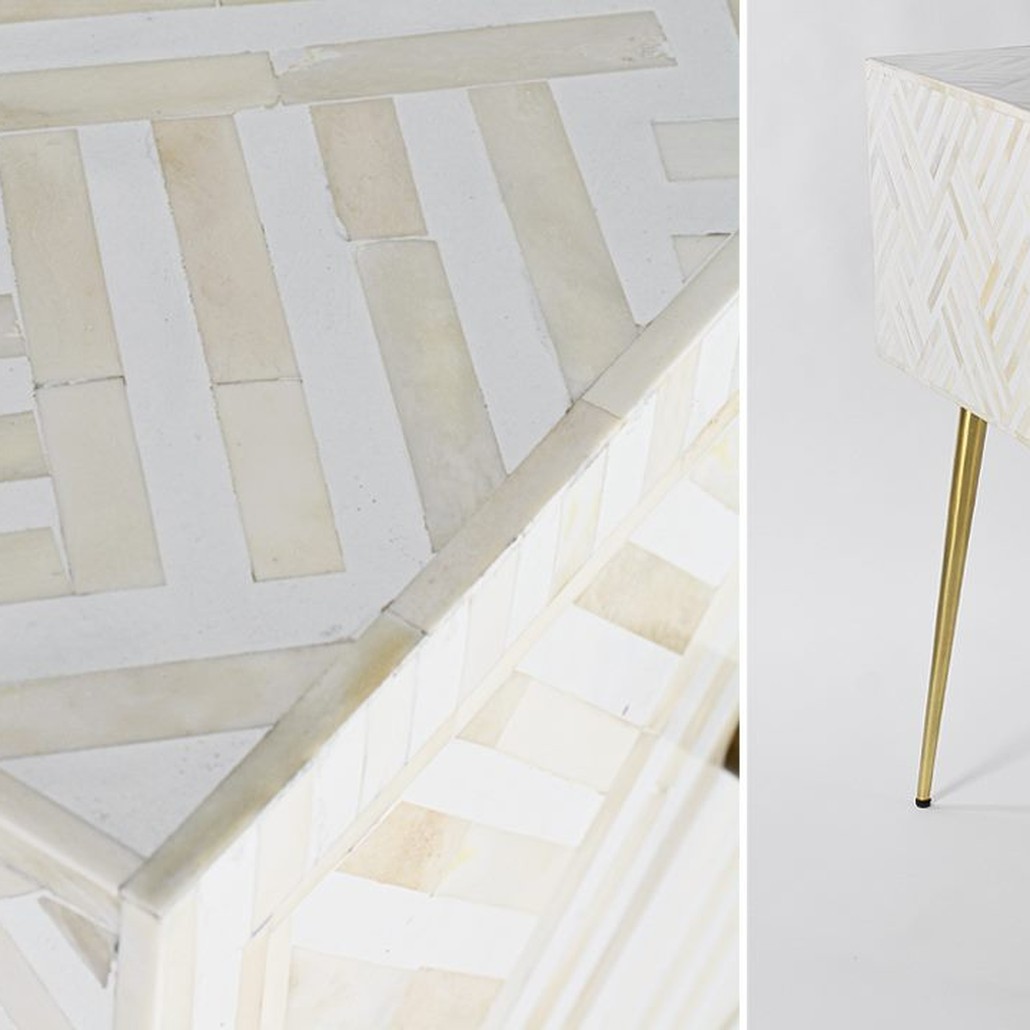 Стол Cream Indian Bone Inlay table