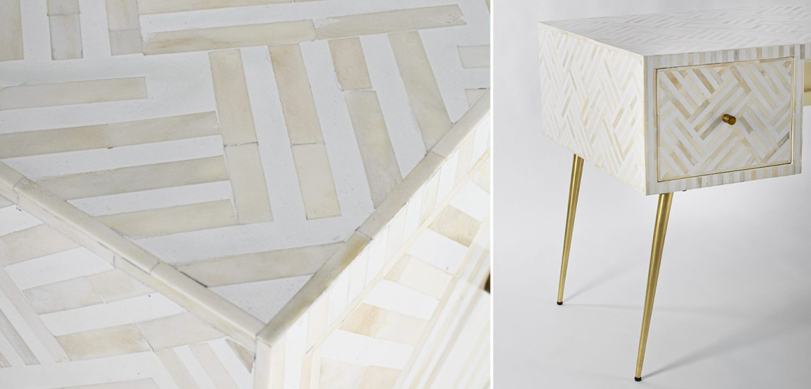 Стол Cream Indian Bone Inlay table
