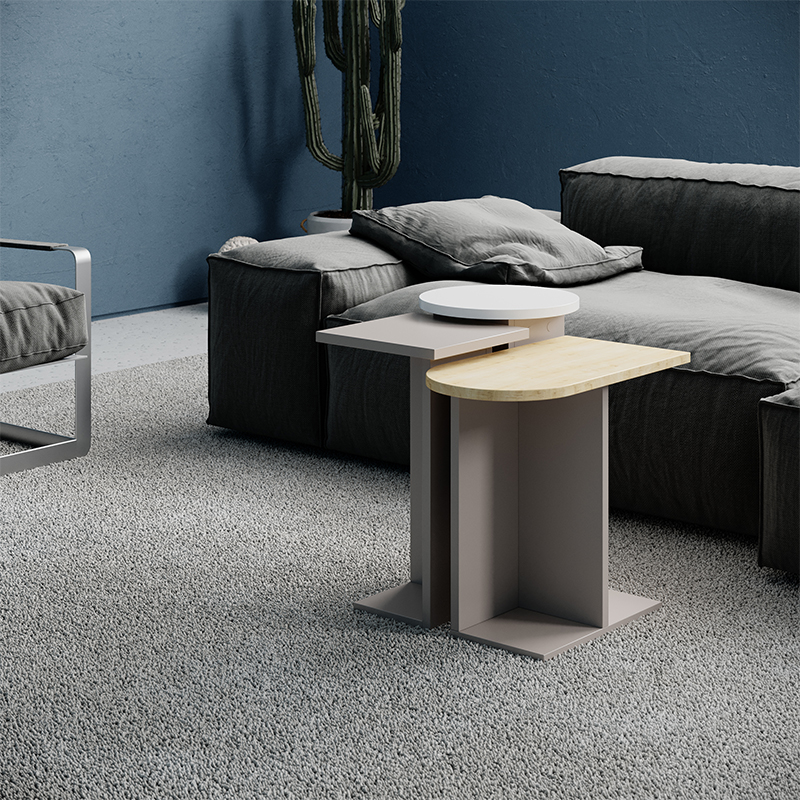 Стол журнальный бежево-серый из 3-х частей со столешницами в виде геометрических элементов MUND SIDE TABLE LIGHT MOCHA
