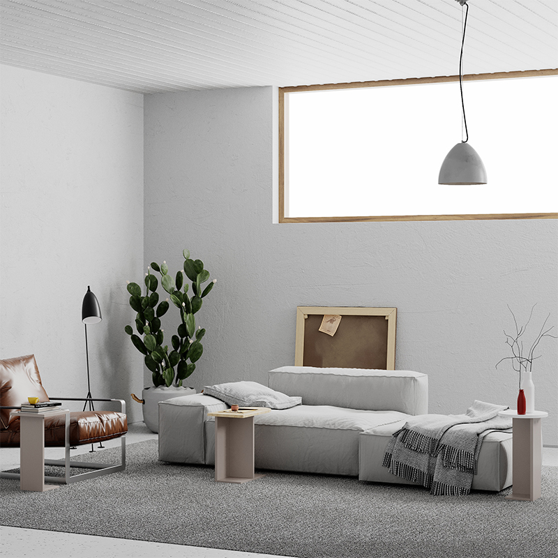 Стол журнальный бежево-серый из 3-х частей со столешницами в виде геометрических элементов MUND SIDE TABLE LIGHT MOCHA