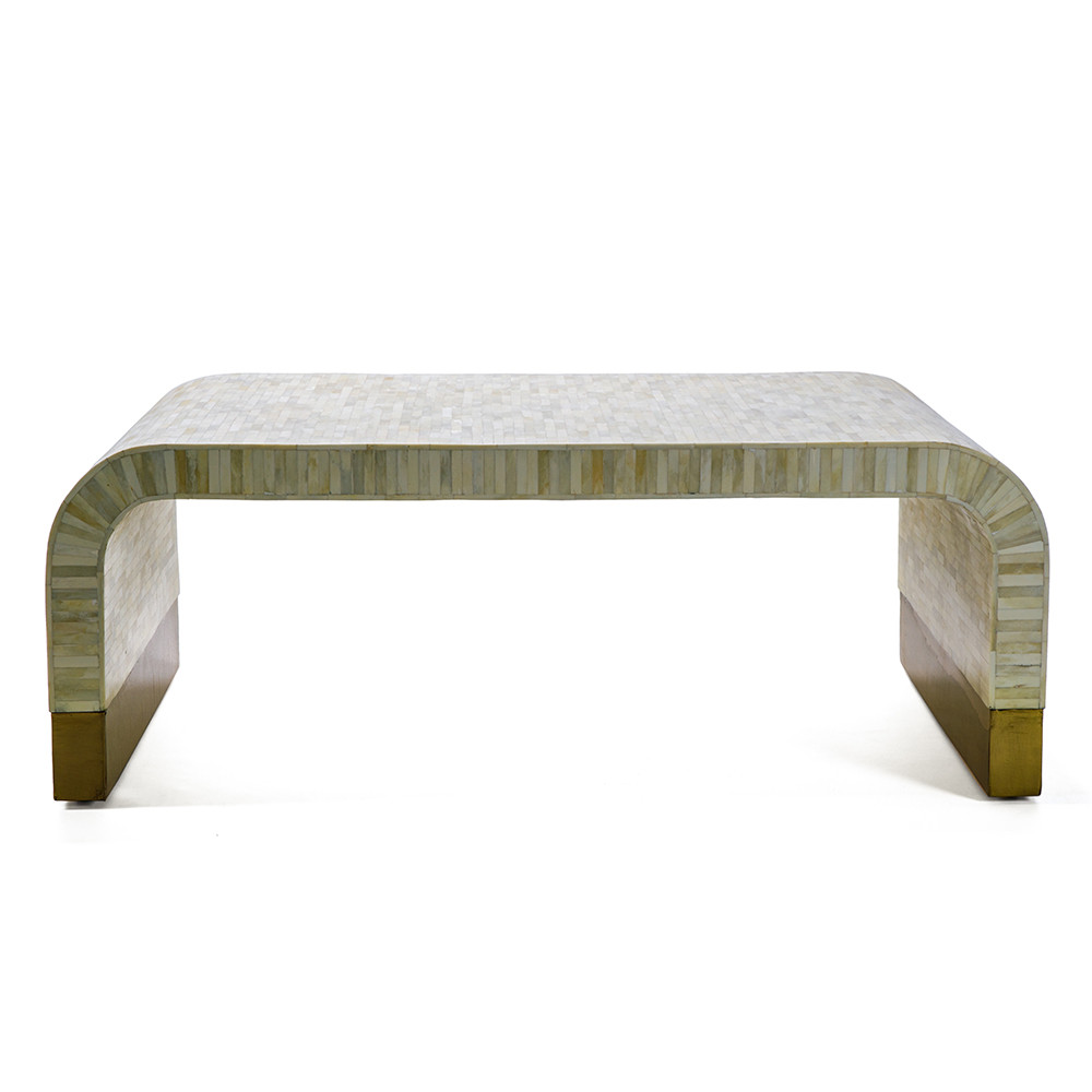 Стол журнальный Белый BONE INLAY SIDE TABLE-Cream