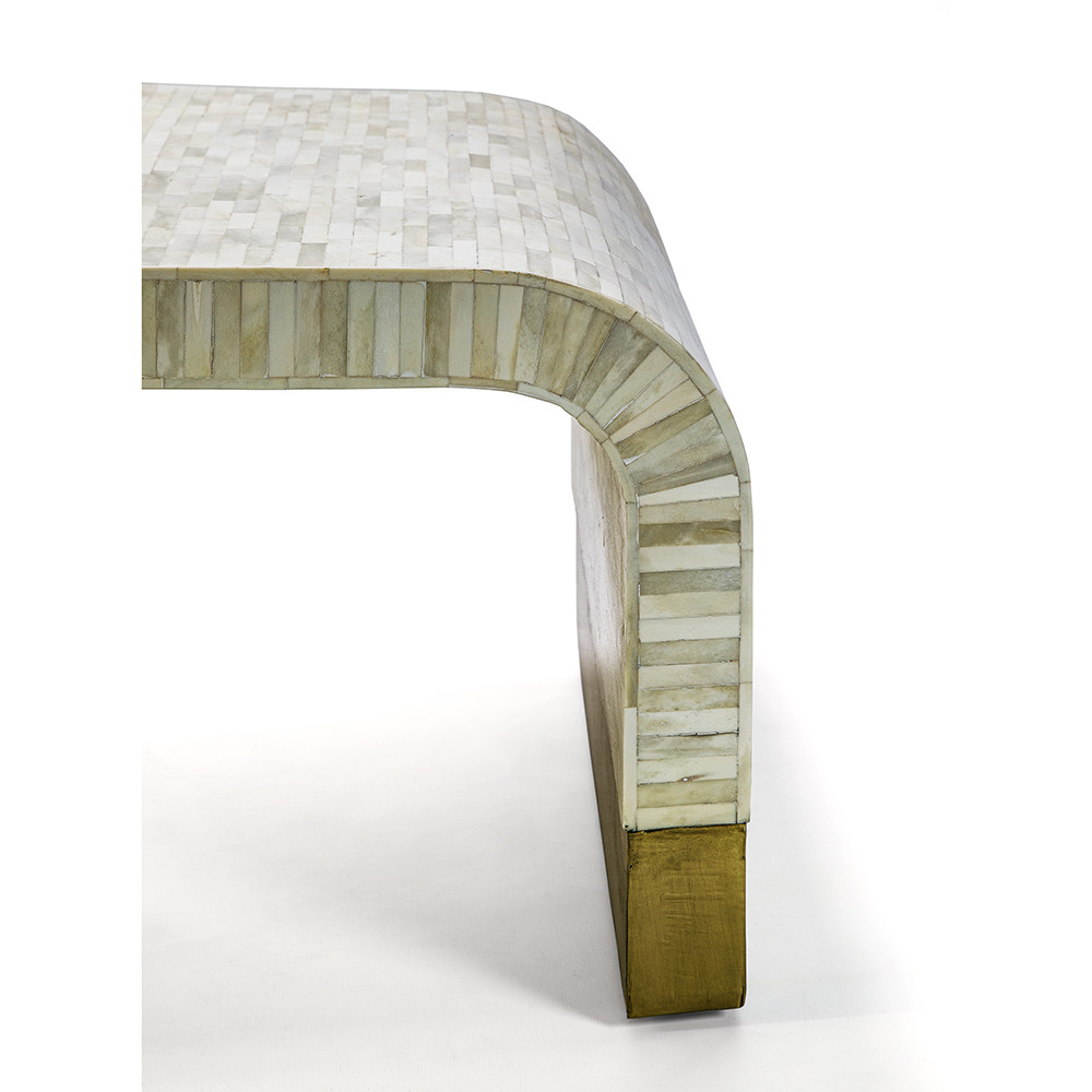 Стол журнальный Белый BONE INLAY SIDE TABLE-Cream