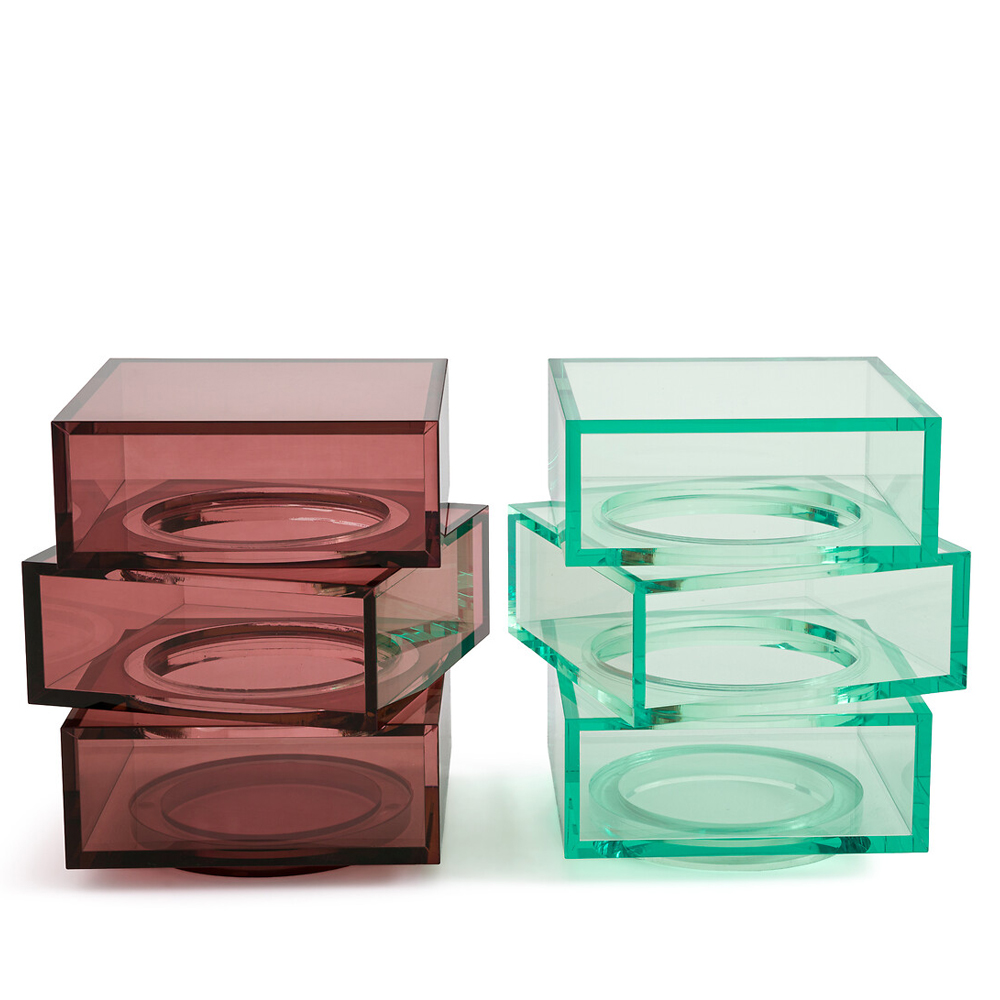 Стол журнальный в форме кубов Acrylic Furniture Lumina Crimson Clarity
