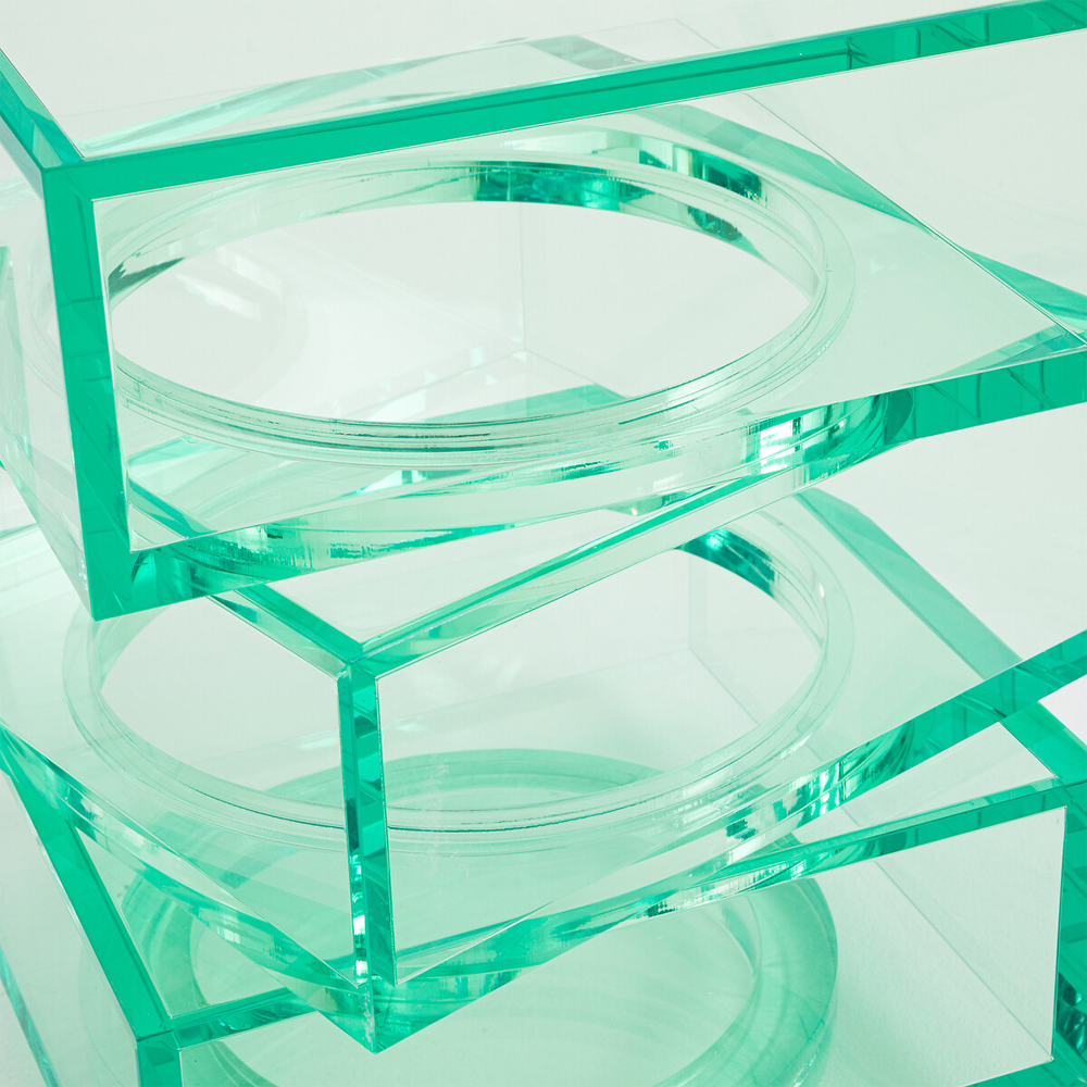 Стол журнальный в форме кубов Acrylic Furniture Lumina Mint Breeze