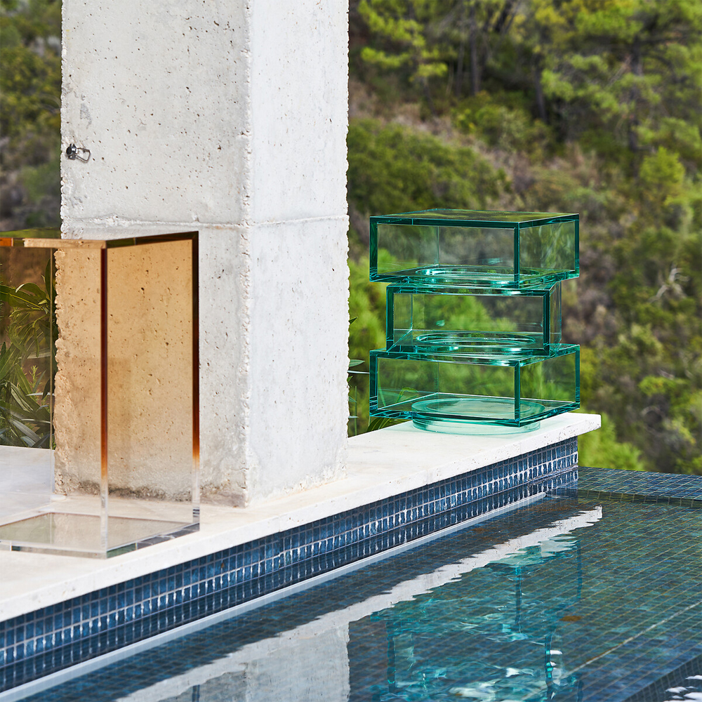 Стол журнальный в форме кубов Acrylic Furniture Lumina Mint Breeze