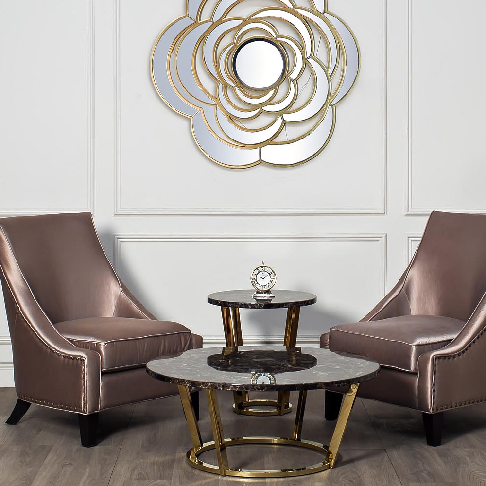 Стол журнальный коричневый на золотом основании Symphony of the Earth