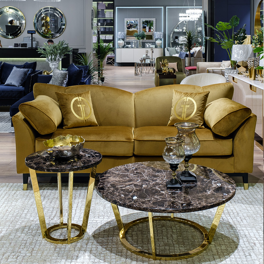 Стол журнальный коричневый на золотом основании Symphony of the Earth