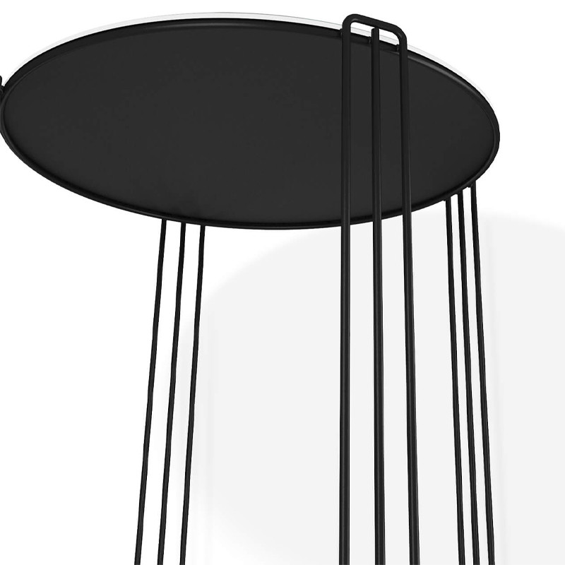 Стол журнальный круглый с серой столешницей из стекла на 4-х черных ножках Gray and Gold Marble