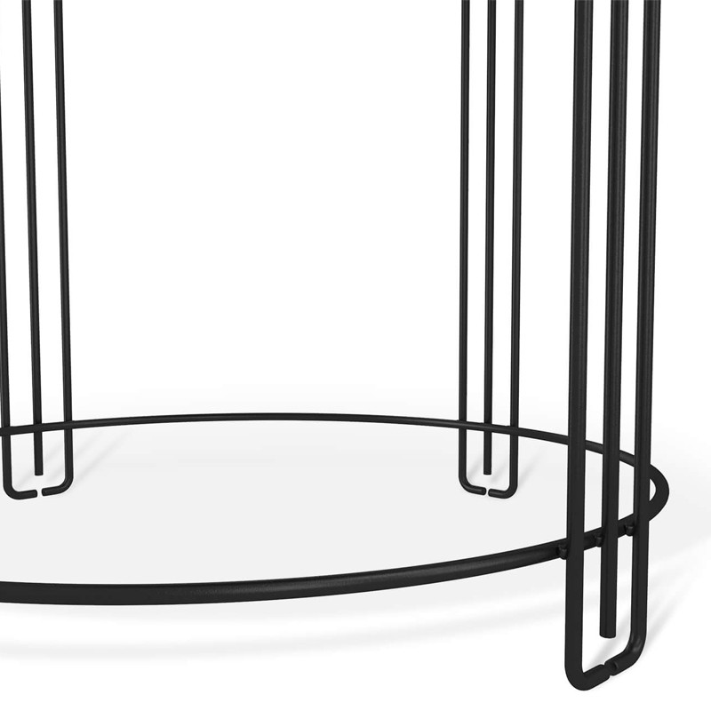 Стол журнальный круглый с серой столешницей из стекла на 4-х черных ножках Gray and Gold Marble