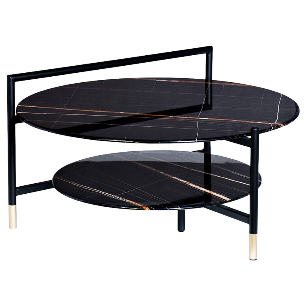 Стол журнальный круглый черный с полкой Inherence