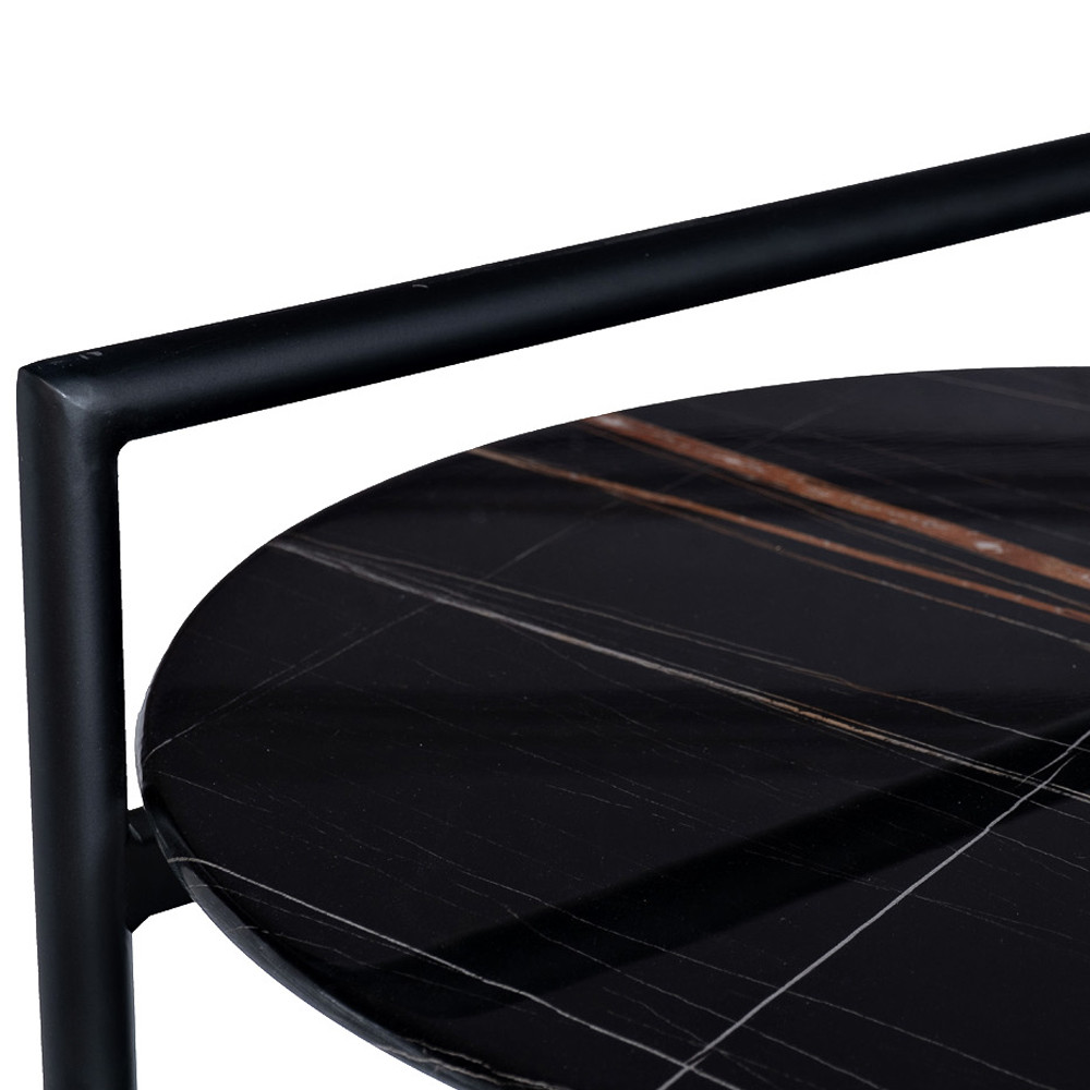 Стол журнальный круглый черный с полкой Inherence