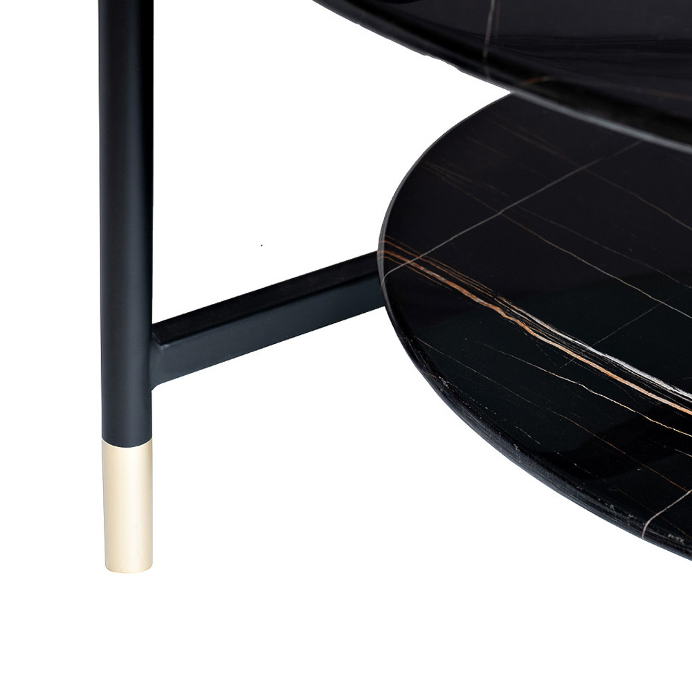 Стол журнальный круглый черный с полкой Inherence