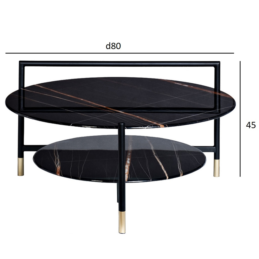 Стол журнальный круглый черный с полкой Inherence