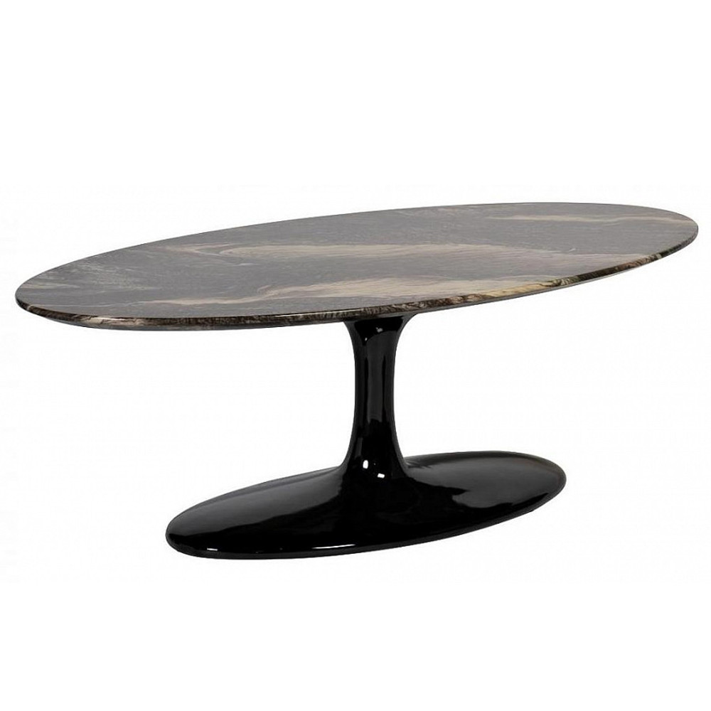 Стол журнальный овальный с столешницей из искусственного мрамора Alonso Gloss