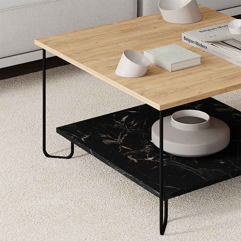 Стол журнальный с квадратной столешницей и полкой MARBO LOTUS