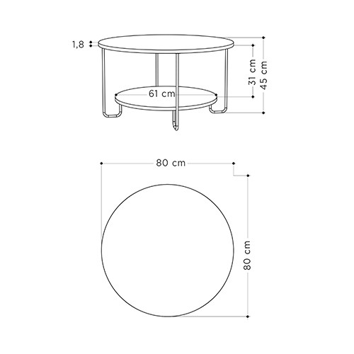 Стол журнальный с круглой бежево-серой столешницей и полкой CORRO LIGHT MOCHA